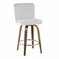thumbnail image 4 of Henry 26" Fixed-Height Counter Stool Set of 2 with Backs, Counter Height Chairs, Counter Height Stools Swivel, Swivel Counter Stools For Kitchen Island (White Fabric), 4 of 6