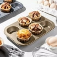 thumbnail image 4 of Professional Non-Stick Cupcake and Cake Baking Pan Set - Carbon Steel Bakeware with Advanced Coating for Easy Release (Black Finish) - 6 Cups-Gold, 4 of 4