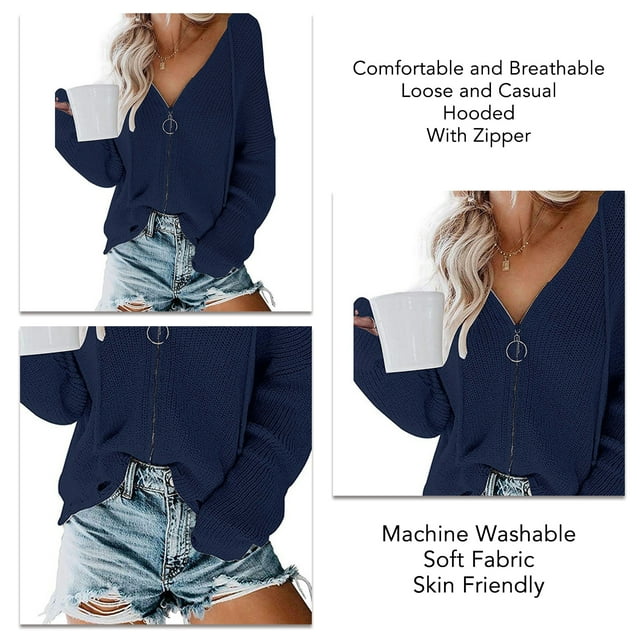 Cardigan à Capuche Femme Pull Zip Cardigan à Capuche Pull Zippé à Capuche Haut Ample Cardigan à Capuche Femme Haut Décontracté à Capuche Femme Cardigan à Capuche Pull