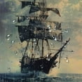 thumbnail image 5 of Shiartex  Nautical Stall Shower Curtain, Old Pirate Ship in The Sea Historical Cruise Retro Voyage Grunge Style Art, Fabric Bathroom Decor Set with Hooks, Plum Tan White, 5 of 7