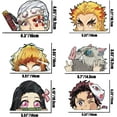 thumbnail image 2 of 6 pegatinas de anime para coche Slayer Demon Rengoku accesorios para coche Uzui Kimetsu No Yaiba botella de agua/portátil/monopatín/pegatina de ventana divertida pegatina de anime para coche Inosuke Zenitsu Nezuko pegatinas para parachoques JM JM, 2 of 5