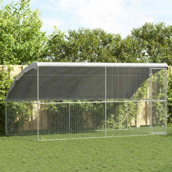 vidaXL Chicken Cage 2 pcs Silver 157.48 x 78.74 x 78.15 in