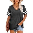 thumbnail image 3 of Anbech V Neck Short Sleeve T-Shirt for Women Casual Tee Shirt with V Neck, 3 of 5