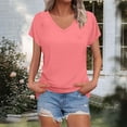 thumbnail image 6 of AherBiu Summer Tops for Women Short Sleeve V Neck Tshirt Casual Loose Comfy Fitted Basic Plain Tees, 6 of 7