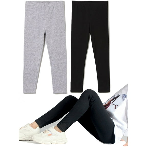 Toddler Girls Leggings Kids Solid Ankle Length Stretchy Footless Pants for 4-12 Little/Big Girl