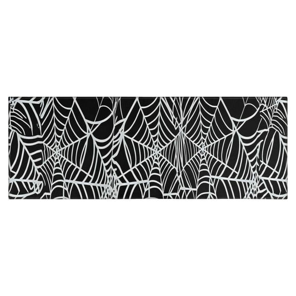 Halloween White Spider Web Pattern Kitchen Rug Mat,Kitchen Runner Rugs Non Skid Washable,Decorative Kitchen Floor Mats for Kitchen,Sink,Laundry,17"X47"