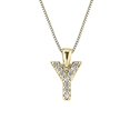 thumbnail image 1 of 14k Yellow Gold Letter Y Diamond Initial Pendant Necklace (1/10cttw) with 18-inch chain by Diamond Wish, 1 of 3