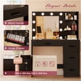 thumbnail image 3 of Lacoo Vanity Desk with Mirror and LED Lights, Makeup Vanity Table with 4 Drawers and Power Outlet for Bedroom, Black, 3 of 7