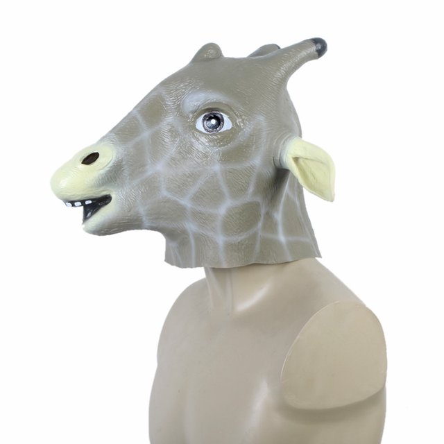 Máscara de cabeza de jirafa de látex única para disfraz de Halloween o Navidad