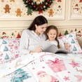 thumbnail image 4 of Erosebridal Pink Santa Full Size Comforter Sets 3-Piece,Pastel Christmas Bedding Comforter Set,Pink White,Reversible,1 Comforter and 2 Pillowcases, 4 of 6