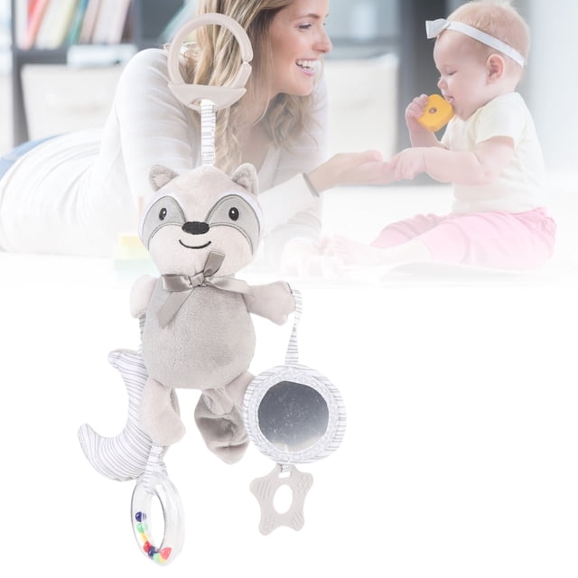 Clip On Plush Hanging Toy, Baby Crib Hanging Rattles Toy Soft Cute Cartoon Animal Educational Gray for Infant