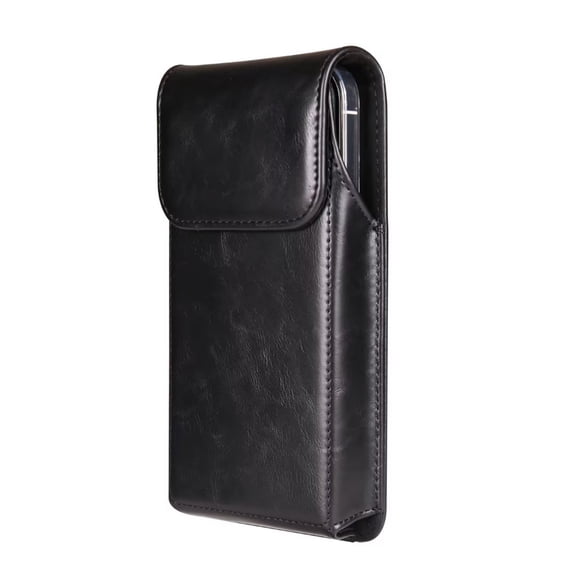 HBMYN Magnetic Closure Holster for Iphone 17 Pro, 17E, 17, 16 Pro, 16E, 16, 15 Pro, 15, 14 Pro, 14, 13 Pro, 13, 12 Pro, 12 - Vertical Leather Belt Case, Premium Pouch (Fits Regular Case)