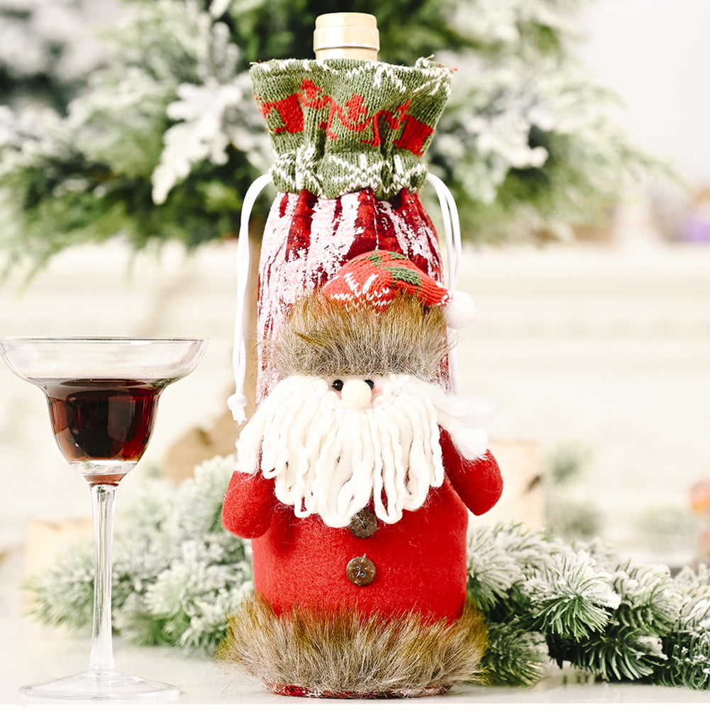 Christmas Decorations Santa Wine Bottle Cover Bag Xmas Party Table Decor Lovely 