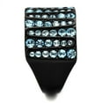 thumbnail image 4 of IP Black(Ion Plating) Stainless Steel Ring with Top Grade Crystal in Sea Blue for Women Sea Blue Stone Color Style TK2198 Size 7, 4 of 4