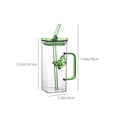 thumbnail image 3 of Vaso de vidrio aislado de doble pared con mango y pajita – vaso impermeable de 12oz para bebidas calientes y frías, sin BPA, 3 of 9