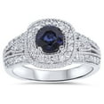 thumbnail image 1 of Bague Vintage Saphir Bleu & Diamant 1 5/8ct Or Blanc 14K, 1 of 4