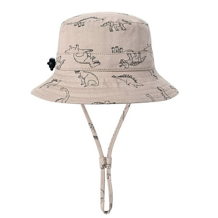 

JAHH 2024 Casual Kids Caps Toddler Summer Dinosaur Prints Basin Hat Outdoor Sun Visor Adjustable Fisherman s Hats Children s Sunscreen Cap for Cute Fashion Breathable Headgear(0-6 Months Khaki)