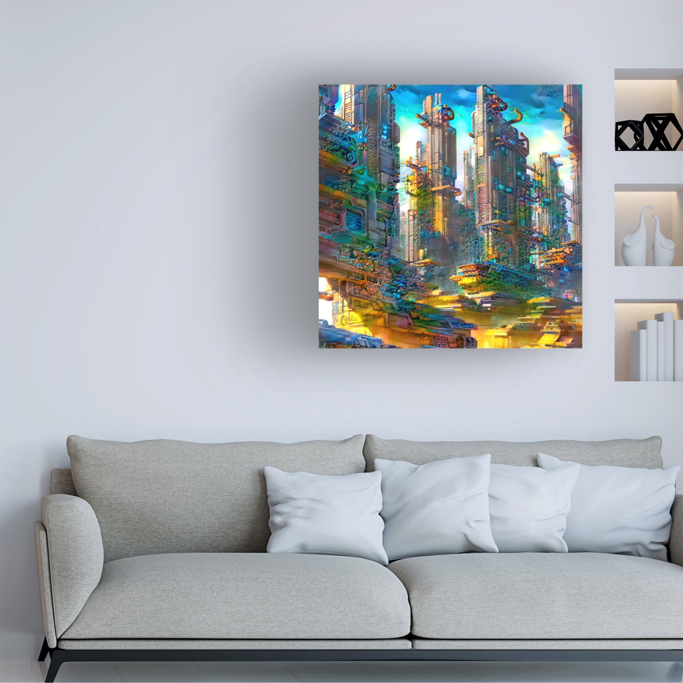 Canvas Wall Art - Pedro Gavidia 'EX-Urbe' Wall Art for Living Room, Bedroom, or Office Décor by Trademark Fine Art - 18 x 18 Inches