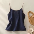 thumbnail image 2 of Garbnen Linen Tank Tops for Women Spaghetti Strap Sleeveless Camisole Top Summer Beach Travel Crew Neck Womens Tunics, 2 of 8