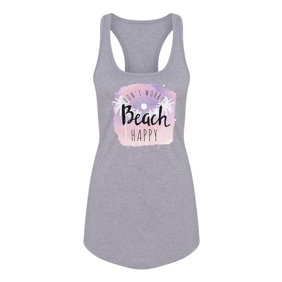 Beach Happy Quote Racerback Tank Women -Image by Shutterstock, Female XX-Large