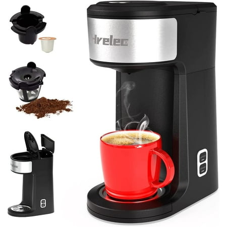 

luxury 2-Way Single Serve Coffee Maker Brewer for Capsule and Ground Coffee Mini Coffee Machine with Self-Cleaning Function and 8-14 oz Brew Size
