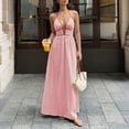 thumbnail image 4 of HBGVBA Women's Casual Maxi Dress,Cami Sleeveless Dresses,Striped Print Deep V-Neck Vacation Backless Ankle Length Dress, 4 of 5
