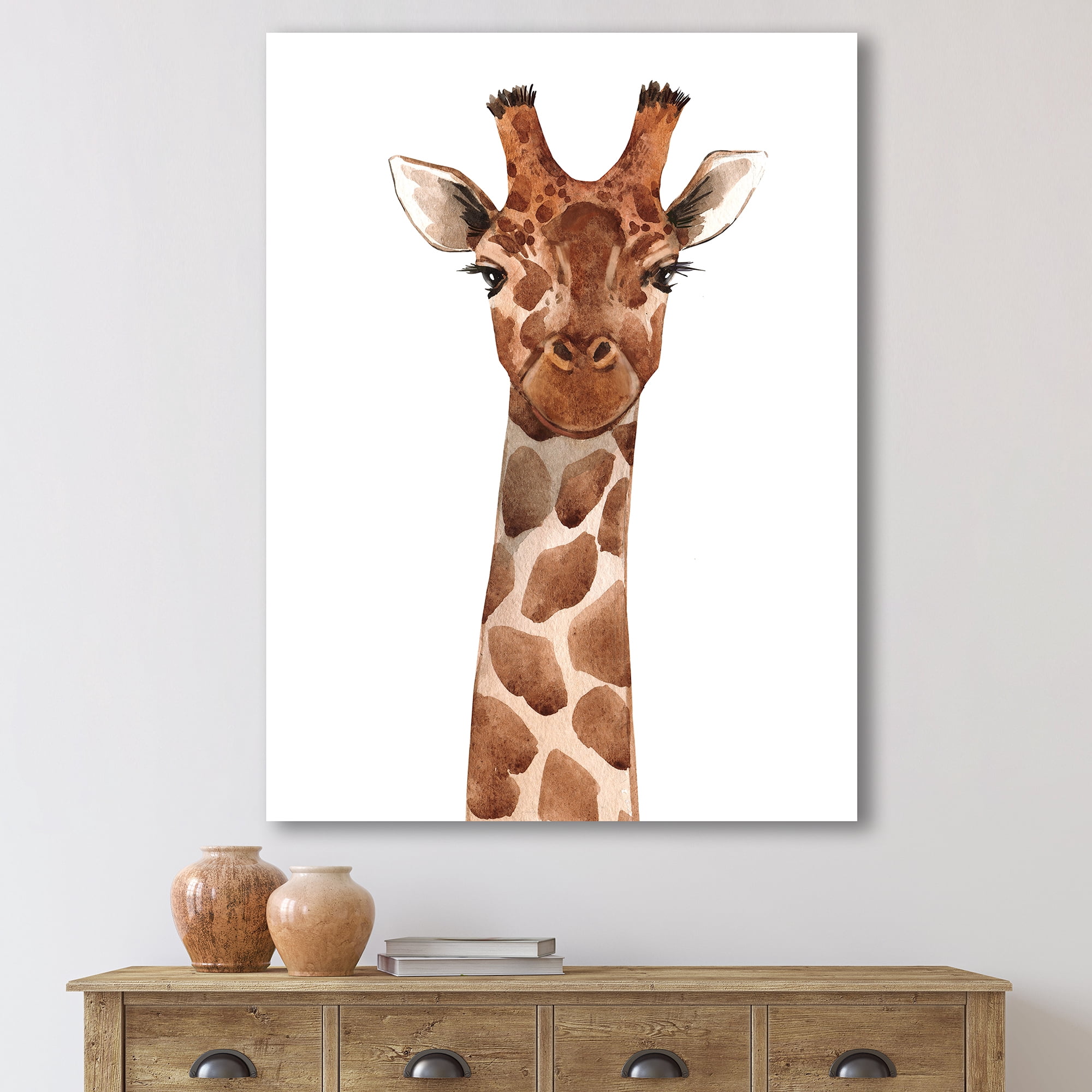 Designart ' Close Up Portrait of A Giraffe XI ' Farmhouse Canvas Wall Art Print