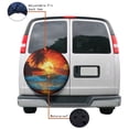 thumbnail image 4 of KAKALAD Ocean Sunrise Tropical Palm Tree Island Hawaiian Sunset Sea Waves Summer 01 Spare Tire Cover Universal Vehicle Accessories Buckle Car Tools 14”in, 4 of 6
