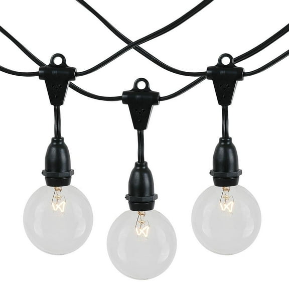 Novelty Lights Clear Incandescent Globe Outdoor String Lights with 25 Bulbs G50 Vintage Bulbs Suspended Black Wire 25 Feet