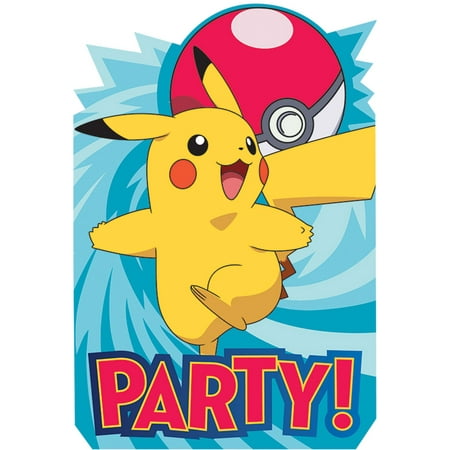 Pokemon Party Supplies 16 Pack Invitations