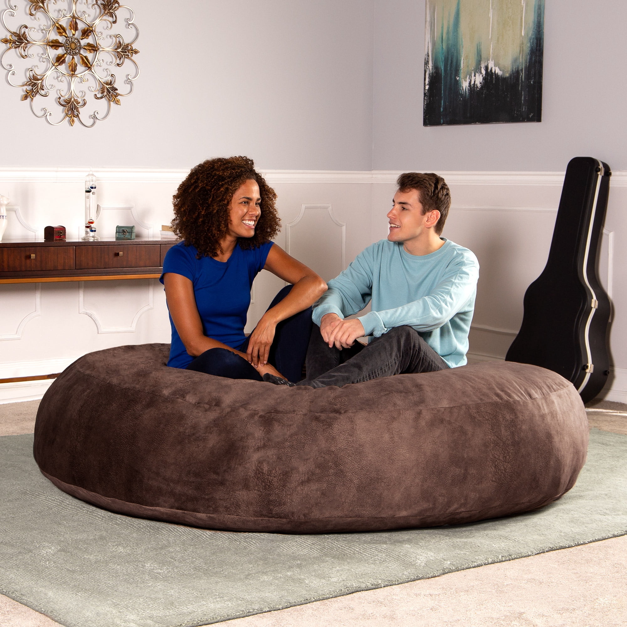 Jaxx 6 Foot Cocoon- Giant Bean Bag for Adults - Padded Microvelvet, Chestnut