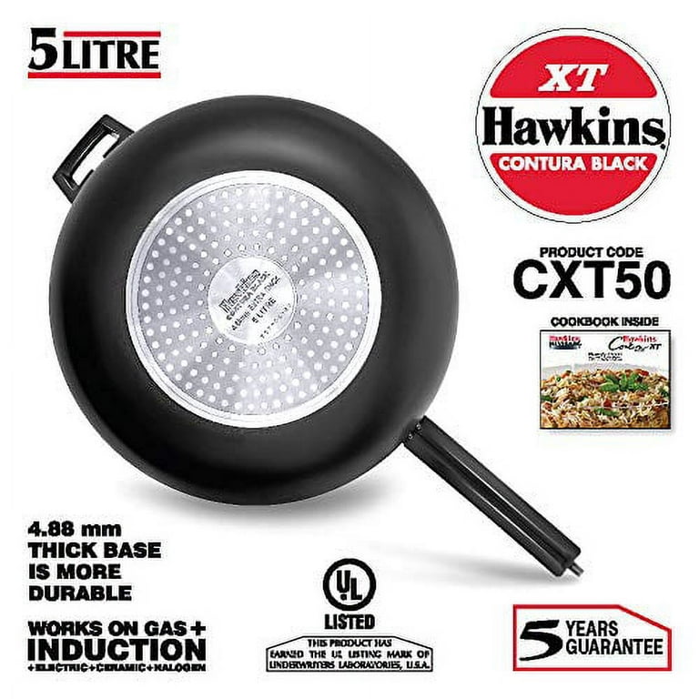 Hawkins Contura Hard Anodized Induction Compatible Extra Thick Base Pressure  Cooker, Black, 5L by Hawkins 
