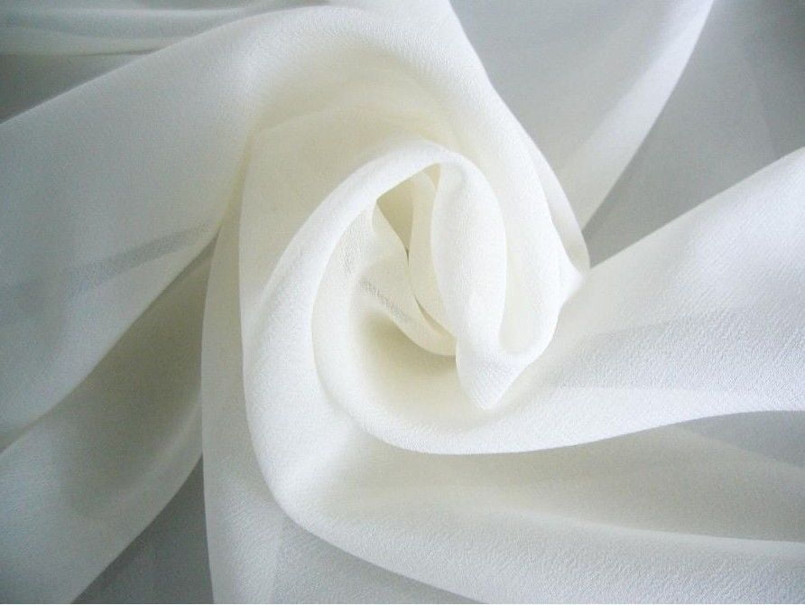Vividly Green to White Flowing Chiffon Fabric for Dress - OneYard