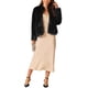 thumbnail image 2 of CHAQUETA CORTA DE FELPA PARA MUJERES CHIC 2024 CON MANGAS LARGAS DE PIEL SINTÉTICA Y BOLSILLOS, ABRIGO CÁLIDO DE INVIERNO XL NEGRO, 2 of 5