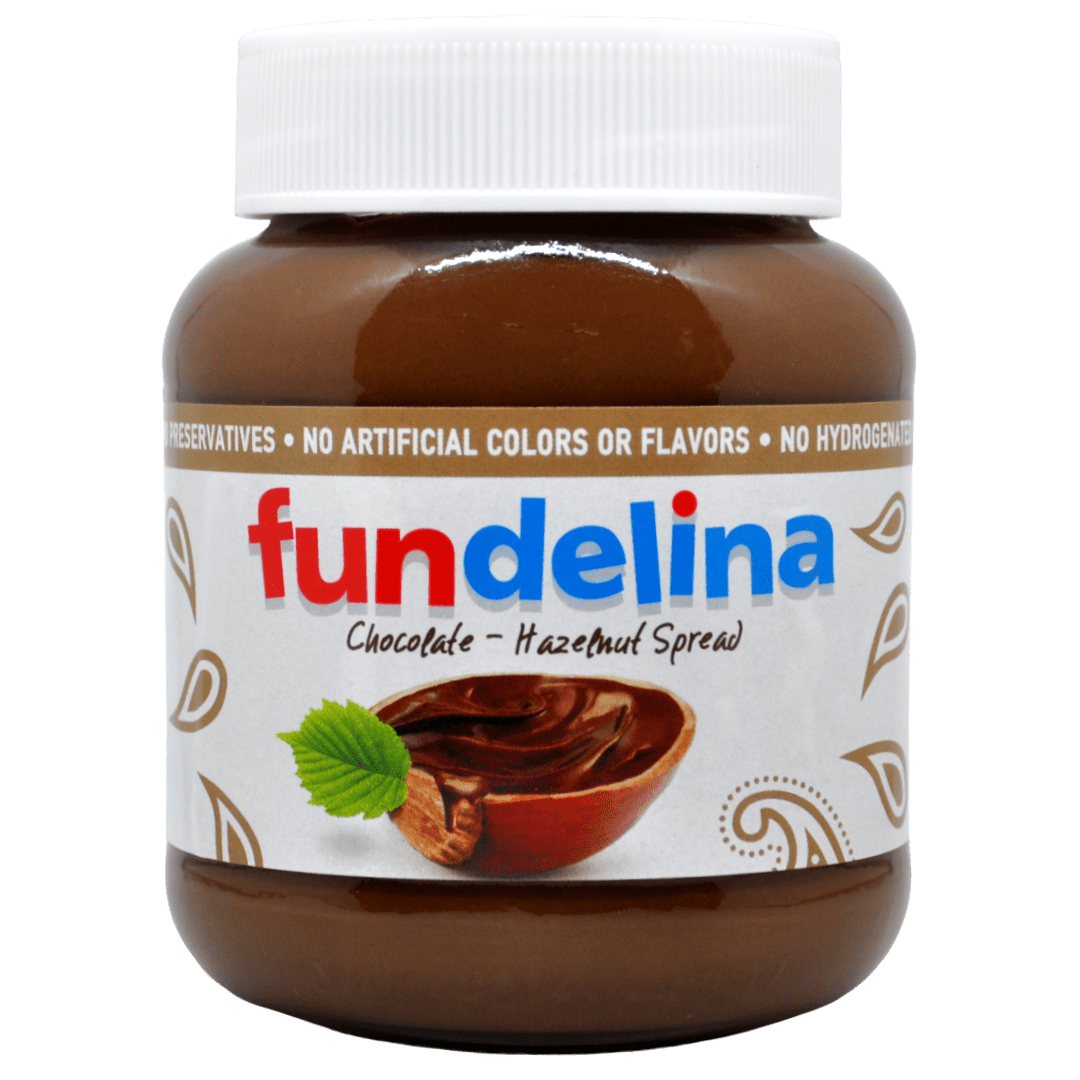 Fundelina Hazelnut Spread Chocolate, Strawberry, Vanilla Flavors, Spreader Included, 3-Count
