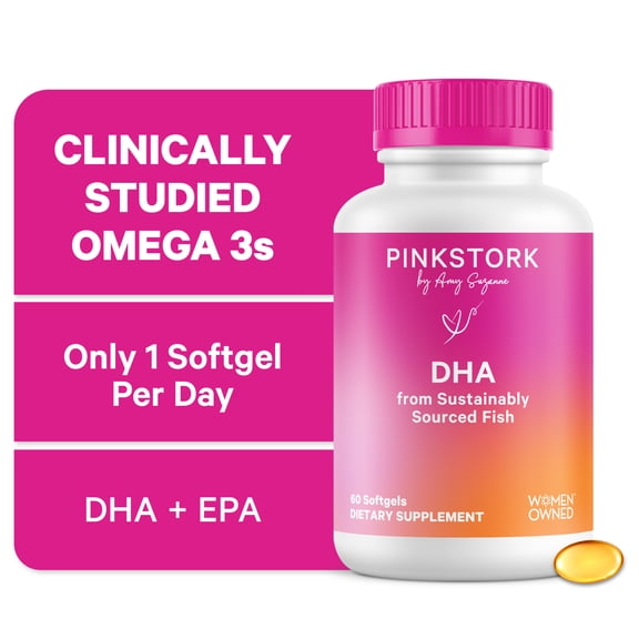 Pink Stork DHA Omega-3 Supplement, 60 Capsules