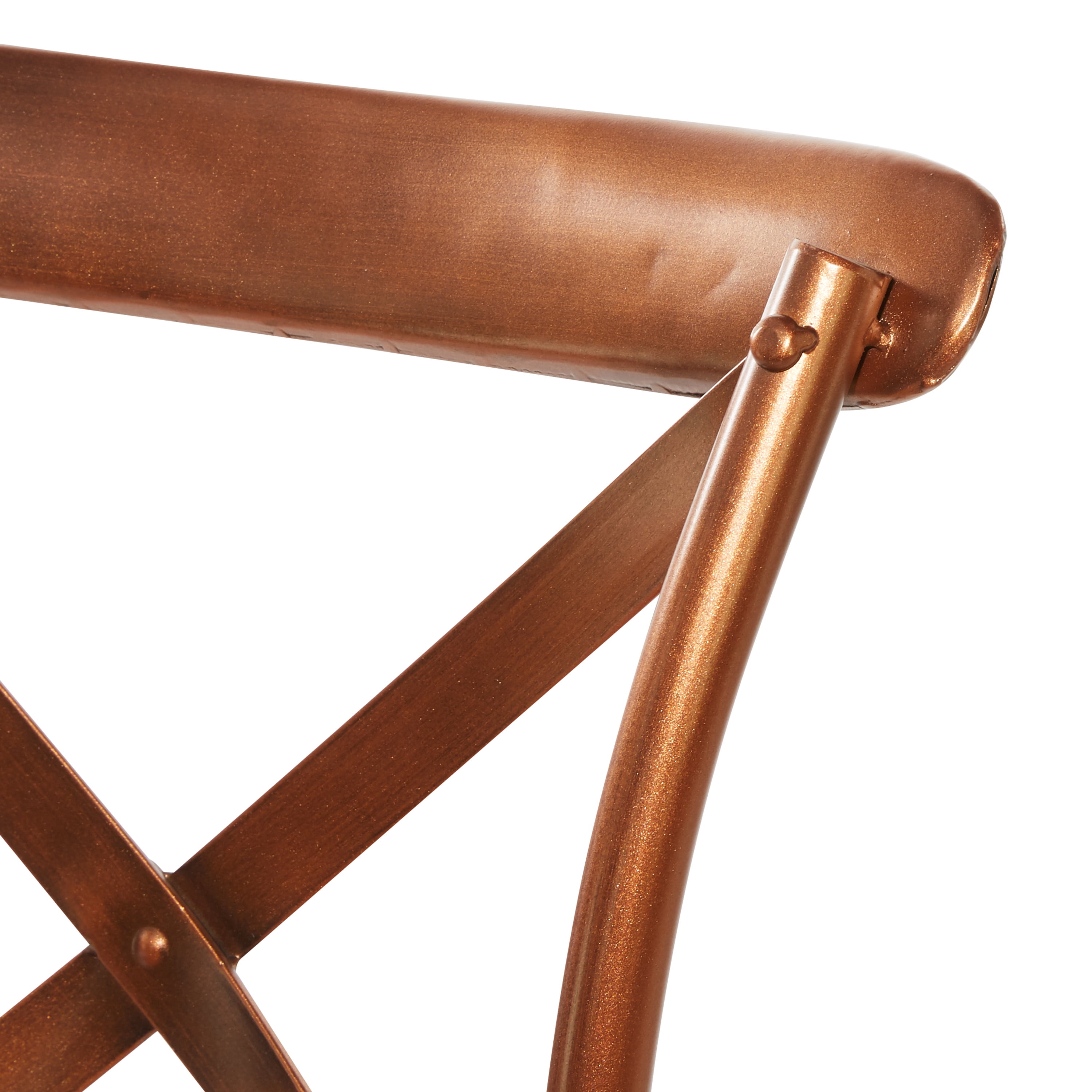 DecMode Metal Dining Chair with Brown Rattan Seat, Set of 2, Copper