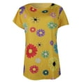thumbnail image 3 of Babysbule Womens Summer Tops Women's Casual V-Neck Daisy Print Short Sleeve T-Shirt Top, 3 of 5