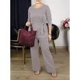 thumbnail image 5 of Women'S 2 Piece Outfits Suit Set Top Flared Pants Sets Business Pantsuits Light Brown XXL, 5 of 7
