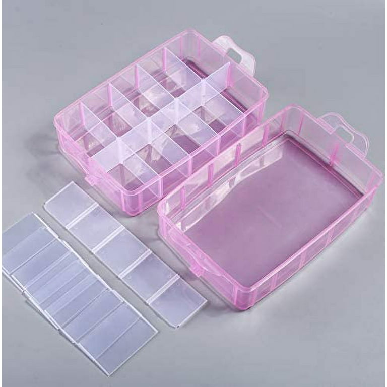 Qweryboo 4 Packs 15 Grids Clear Plastic Organizers and Storage Box