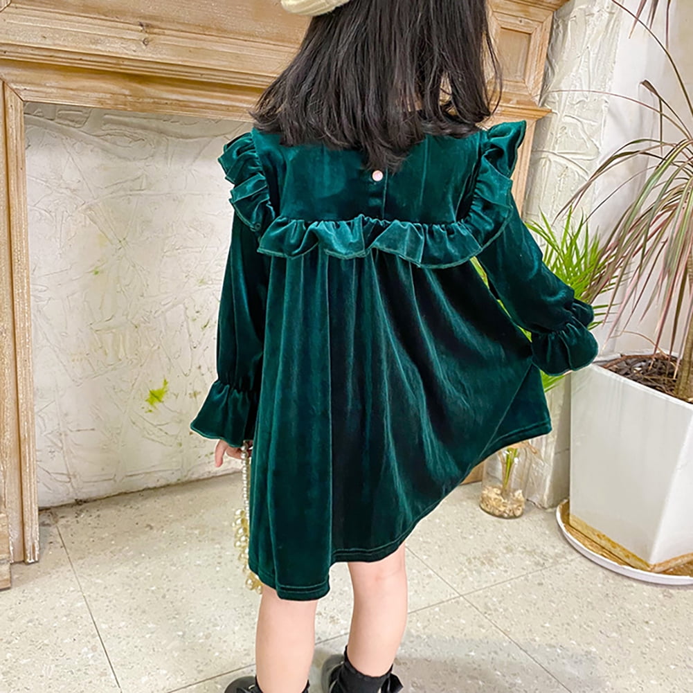 Velvet dresses for little cheap girls