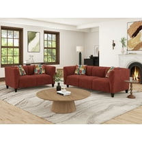 Roundhill Furniture Della 2-Piece Living Room Set, Sofa and Loveseat, Red