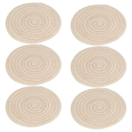 

6Pcs Pot Trivets Large Braided Woven Trivet Coaster Cotton Thread Weave Cup Coaster Hot Pot Dish Trivet Pad Mat Beige