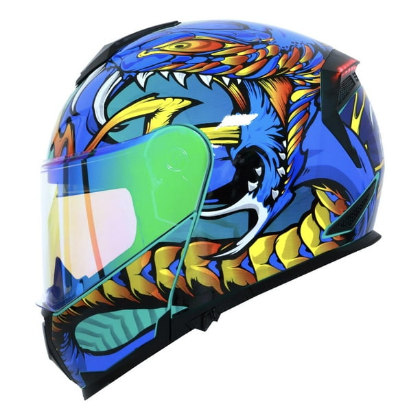 Casco Roda Revenge Pro Led Azul Viper Mica Verde Abatible Svs azul M