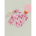 thumbnail image 3 of Bagilaanoe Newborn Baby Girl Valentine's Day Rompers Letter/Heart Print Flare Long Sleeve Bodysuit Dress + Headband 6M 12M 18M 24M Infant Casual One Piece Jumpsuit, 3 of 7