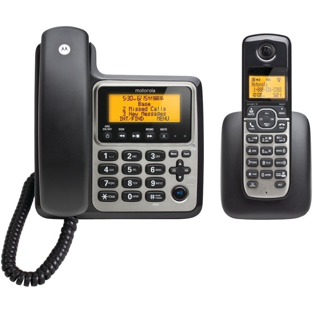 Motorola DECT 6.0 Enhanced Corded Base Phone with Cordless Handset and Digital Answering System L402C