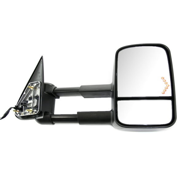 Towing Mirror Compatible With 2003-2006 GMC Sierra 1500 Chevrolet Silverado 3500 Right Passenger Side Heated w/ Blind Spot Corner Glass In-glass Signal Light Textured Black Kool-Vue