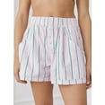 thumbnail image 3 of Musuos Women's Summer Loose Shorts Stripe Buttons High Elastic Waist Casual Short Pants, 3 of 6