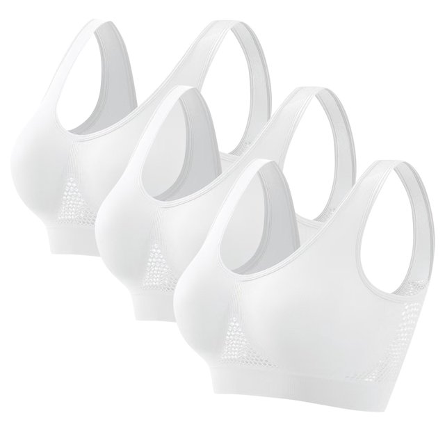 Pisexur Bras for Women 3 Piece Sets Solid Color High Support Sports Bra Comfy Light Padded Seamless Wireless Bras Plus Size Sports Bras for Women S-5XL
