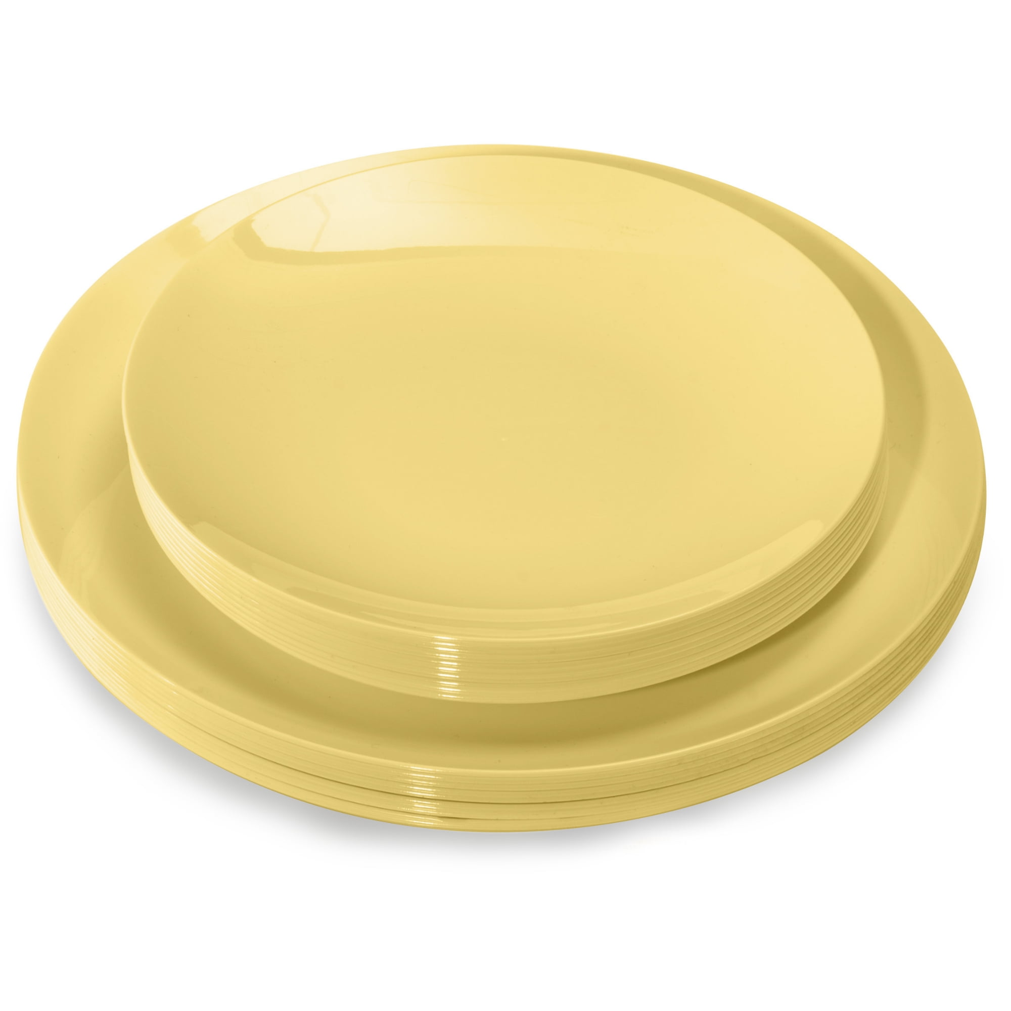 Crown Display Light Yellow Fancy Plastic Plates Combo Set 60 Count